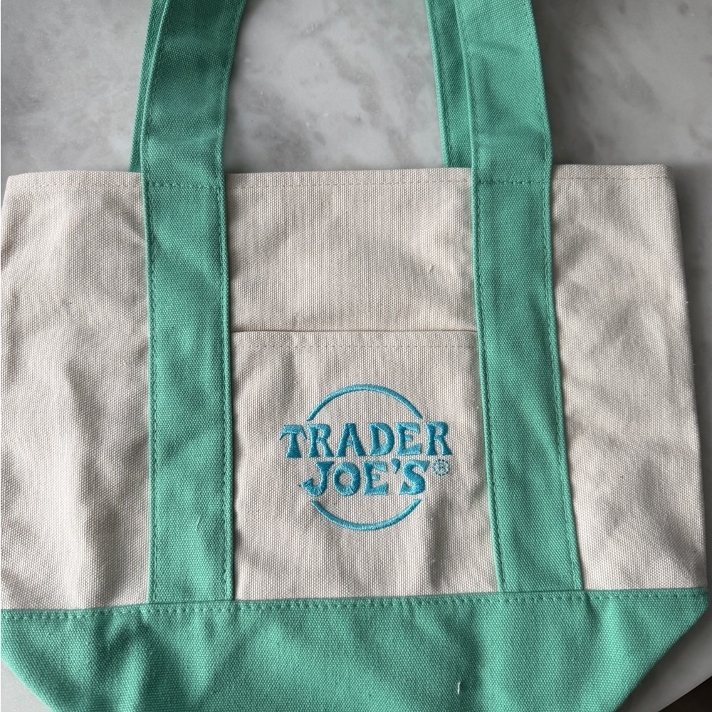 Trader Joe's Mint and Cream Mini Tote Bag